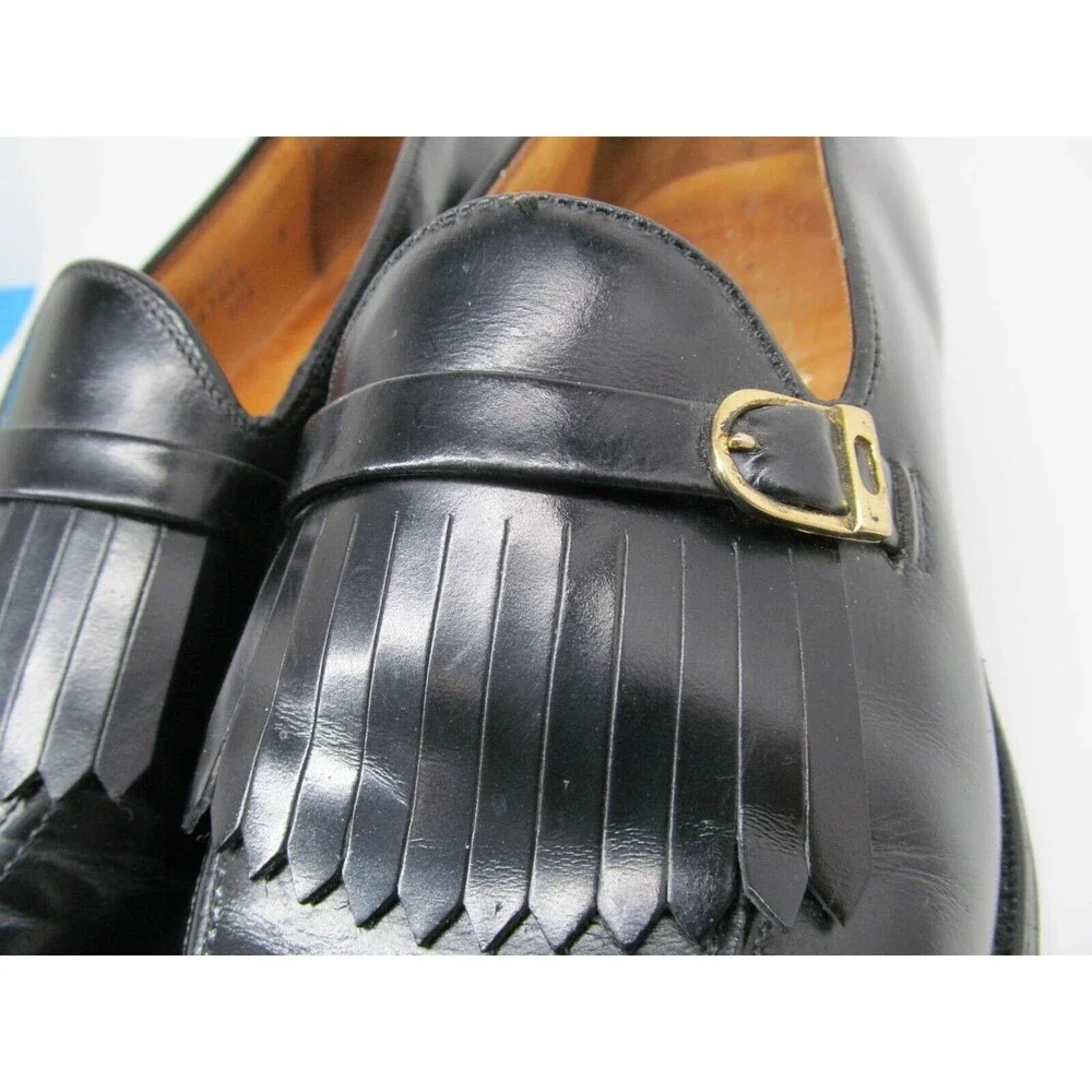 Austin Reed Of Regent Street Mens Black Leather Tasseled Loafers Size US 8.5